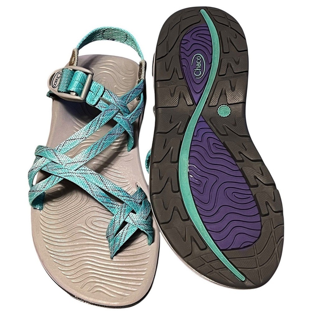 Chaco Z/Cloud X2 Womens 8 Teal Aqua Strappy Toe Loop Hiking Sandals J106622 - Picture 11 of 16